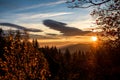 Sunrise view at polish mountains Karkonosze Royalty Free Stock Photo