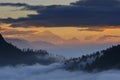 Sunrise view from Poon Hill, Ghorepani Dhaulagiri massif, Himalaya Nepal Royalty Free Stock Photo