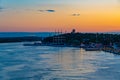 Sunrise view of the port of Mariehamn, Finland Royalty Free Stock Photo