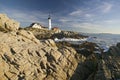Sunrise view of Portland Head Lighthouse, Cape Elizabeth, Maine Royalty Free Stock Photo