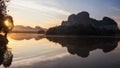 sunrise view reflection nature mountain on lake