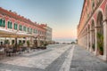 Sunrise view of the Republic square in Split, Croatia Royalty Free Stock Photo