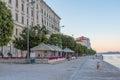 Sunrise view of Riva promenade in the historical part of Croatian city Zadar