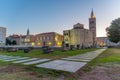 Sunrise view of Roman forum at Zeleni trg square in Zadar, Croatia Royalty Free Stock Photo