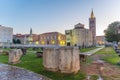 Sunrise view of Roman forum at Zeleni trg square in Zadar, Croatia Royalty Free Stock Photo