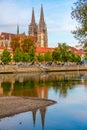 Sunrise view of the Saint Peter cathedral of Regensburg in Germa Royalty Free Stock Photo