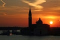 Sunrise view of San Giorgio Maggiore church in Venice, Italy