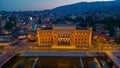 Sunrise view of Sarajevo city hall in Bosnia and Herzegovina Royalty Free Stock Photo