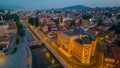 Sunrise view of Sarajevo city hall in Bosnia and Herzegovina Royalty Free Stock Photo