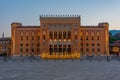 Sunrise view of Sarajevo city hall in Bosnia and Herzegovina Royalty Free Stock Photo