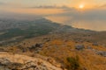 Sunrise view of the Sea of Galilee, from mount Arbel