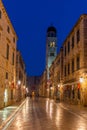 Sunrise view of Stradun street in Dubrovnik, Croatia