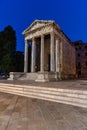 Sunrise view of the Temple of Augustus in Croatian town Pula