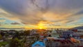 Sunrise view from 9th floor hotel room wimdow Royalty Free Stock Photo