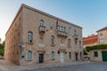 Sunrise view of town hall of Croatian town Trogir Royalty Free Stock Photo