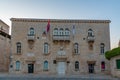 Sunrise view of town hall of Croatian town Trogir Royalty Free Stock Photo