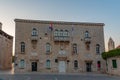 Sunrise view of town hall of Croatian town Trogir Royalty Free Stock Photo