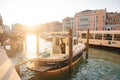 Sunrise view of Venice Grand Canal. Grand Canal at sunrise in Venice, Italy - dec, 2021 Royalty Free Stock Photo