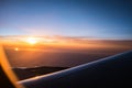 Sunrise view from window airplane in Abstract style Royalty Free Stock Photo