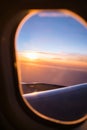 Sunrise view from window airplane in Abstract style Royalty Free Stock Photo