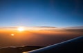 Sunrise view from window airplane in Abstract style Royalty Free Stock Photo