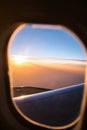 Sunrise view from window airplane in Abstract style Royalty Free Stock Photo