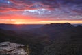 Sunrise views over Jamison Valley to Mount Solitary Australia Royalty Free Stock Photo