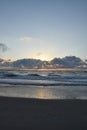 Sunrise on  Vilano Beach Florida with waves crashing on the shore. Royalty Free Stock Photo