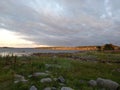 Sunrise in village near the sea