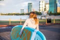 Sunrise in Waikiki a yoga teacher getting ready to teach SUP Yoga Royalty Free Stock Photo