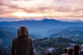 Sunrise watching at Mines View Park, Baguio, Philippines Royalty Free Stock Photo