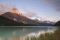 Sunrise at Waterfowl Lake in Canadian Rockies Royalty Free Stock Photo