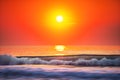 Sea Sunrise Wave. Golden sun rising up Royalty Free Stock Photo