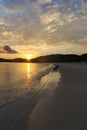 Sunrise on Whitehaven beach - Whitsunday Island Far North Queensland Australia Royalty Free Stock Photo