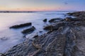 Sunrise on the wild beach of the Caspian Sea coast near Baku