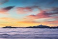 Cloudy sunrise in Winter Carpathian Mountains - 2