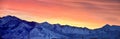 Sunrise of Winter panoramic, view of Snow capped Wasatch Front Rocky Mountains, Great Salt Lake Valley and Cloudscape from the Mou Royalty Free Stock Photo