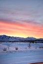 Sunrise of Winter panoramic, view of Snow capped Wasatch Front Rocky Mountains, Great Salt Lake Valley and Cloudscape from the Mou Royalty Free Stock Photo