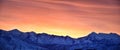 Sunrise of Winter panoramic, view of Snow capped Wasatch Front Rocky Mountains, Great Salt Lake Valley and Cloudscape from the Mou Royalty Free Stock Photo