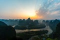 Sunrise of Xianggong mountain in Yangshuo, Guilin Royalty Free Stock Photo