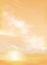 Sunrise with Yellow Sky and Cloud with bright light in Morning,Sunset Sky on Springtime,Vector Vertical Golden hour with Orange