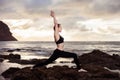 Sunrise yoga session on beach