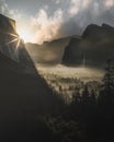 Sunrise at Yosemite National Park as Seen from Tunnel View Royalty Free Stock Photo