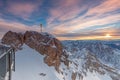 Sunrise on Zugspitze mountain summit