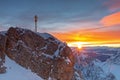 Sunrise on Zugspitze mountain summit