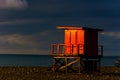 The sunrises lighting the small wooden house on the beach in Bat