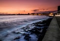 Sunrises over Historic Havana`s Malecon walkway