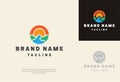 Sunrises River Mountain landscape logo vector