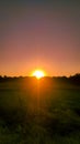 Sunrises sunset in the green field Royalty Free Stock Photo