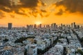 Sunrising of aerial view of Tel Aviv City with modern skylines in the morning  with arising sun in Israel Royalty Free Stock Photo